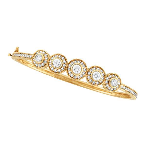 Designer Real Diamond Bangle Yellow Gold 14K 2.57 Carats