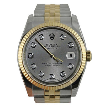Dial Rolex Gents Datejust Watch Fluted Bezel Ss & Gold Jubilee