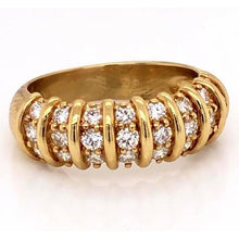 Diamond Band 2 Carats Vintage Style Natural Diamond Yellow Gold Women 