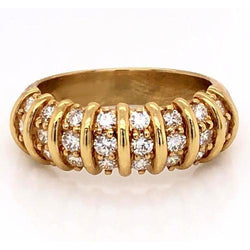 Diamond Band 2 Carats Vintage Style Natural Diamond Yellow Gold Women Jewelry