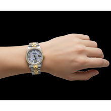 Diamond Bezel Rolex 34 Mm Date Watch Covered 2 Ct. Custom Diamond Two Tone