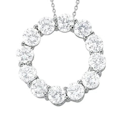 Diamond Circle Pendant With Chain 3 Carats White Gold 14K