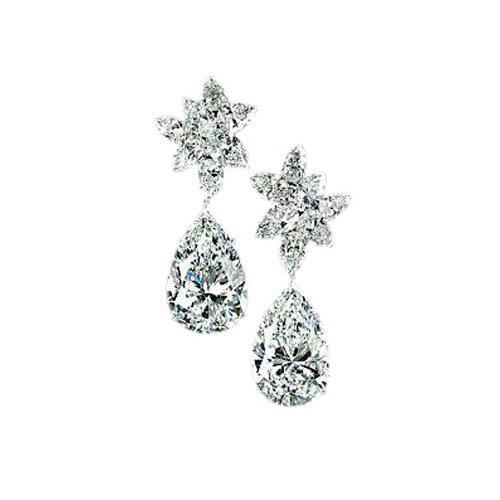 Diamond Earring Pair Pear Real Diamond Dangle Ear Ring Gold 3 Ct
