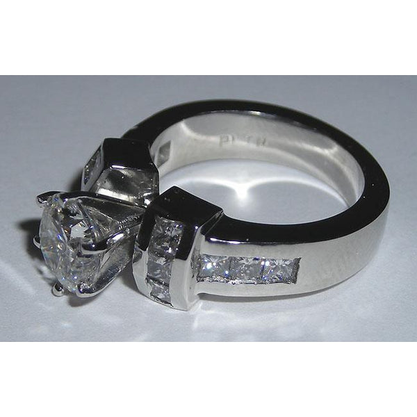 Diamond Engagement Ring 2.71 RealCarats Princess and Round White Gold 14K