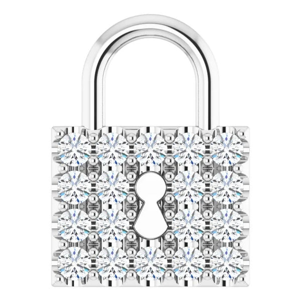 Diamond Lock Natural Pendant 0.90 Carats F Vs1 Jewelry
