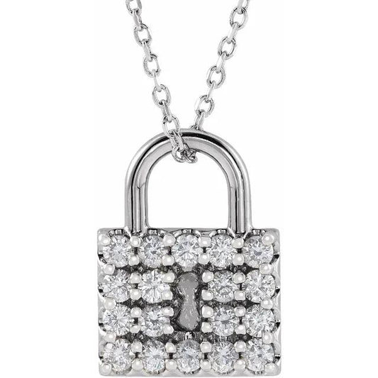 Diamond Lock Natural Pendant 0.90 Carats F Vs1 Jewelry