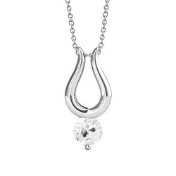 Diamond Natural Horseshoe Pendant With Chain Round Old Miner Prong Set 1 Carat