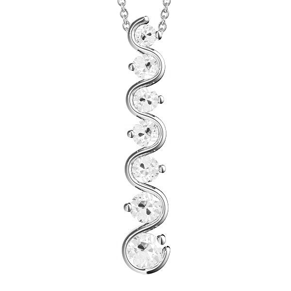 Diamond Pendant Seven Real Stone Round Old European Twisted 3.50 Carats