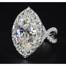 Diamond Ring 7 Carats Marquise Split Shank Halo White Gold Jewelry
