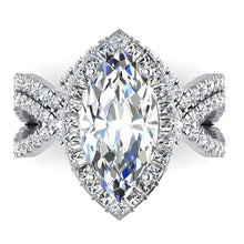 Diamond Ring 7 Carats Marquise Split Shank Halo White Gold Jewelry