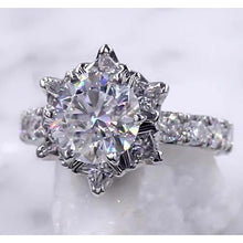 Diamond Ring Starburst 3 Carats Women 14K White Gold Genuine Jewelry