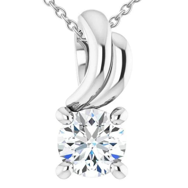 Diamond Solitaire Pendant Natural 2.50 Carats White Gold 14K