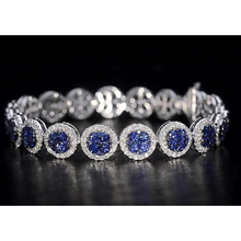 IGI CERTIFIED Diamond Tennis Bracelet Ceylon Color Blue Sapphire Jewelry
