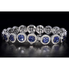 IGI CERTIFIED Diamond Tennis Bracelet Ceylon Color Blue Sapphire Jewelry