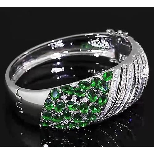 Diamond Women Bangle Columbian Green Emerald 23.25 Carats Jewelry