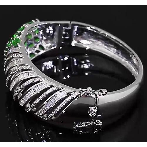 Diamond Women Bangle Columbian Green Emerald 23.25 Carats Jewelry