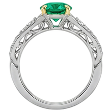 Genuine Emerald Precious Stone Ring 2.50 ct 14K Two Tone Gold – back view