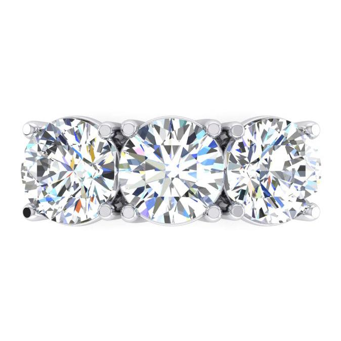 Diamond Band Genuine 3 Stone Gold White