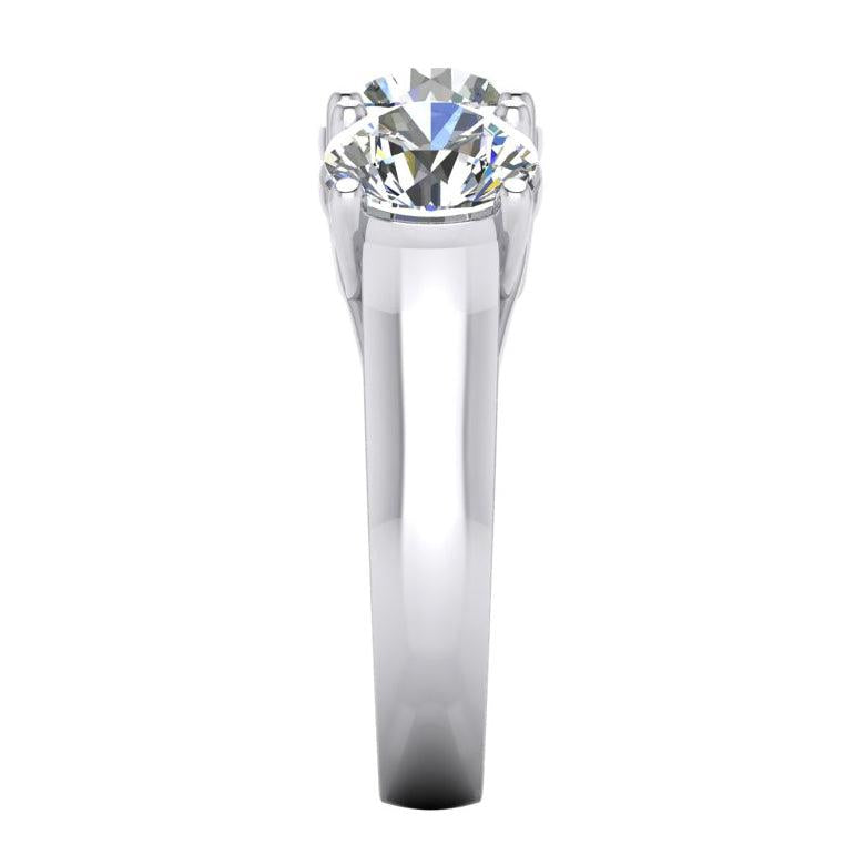 Diamond Band Genuine 3 Stone Gold White