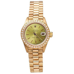 Diamond Bezel Champagne Stick Dial Rolex Watch Dj Presidential