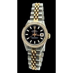 Natural Earth Mined Diamond Bezel Rolex Datejust Lady Watch Dial Jubilee Ss & Gold