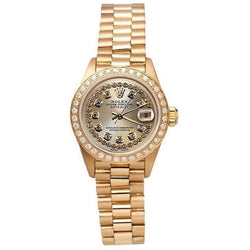 Diamond Bezel Rolex Dj Model President Style Watch Double Row Dial