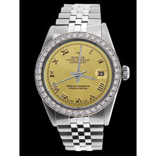 Diamond Bezel Rolex Ss Champagne Roman Dial Datejust Men Watch QUICK SET