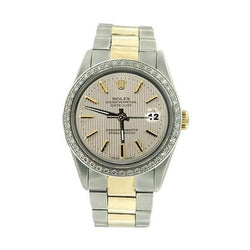 Diamond Bezel Ss & Gold Rolex Men Datejust Watch Stick Dial QUICK SET