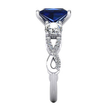 IGI CERTIFIED Royal Blue Sapphire Diamond Ring 5.50 Ct Princess Cut Gold 14K
