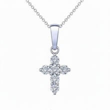 Diamond Cross Necklace 2.00 Ct Round Brilliant Cut 14K White Gold