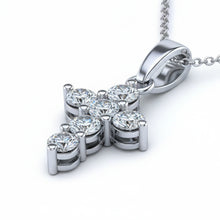 Diamond Cross Necklace 2.00 Ct Round Brilliant Cut 14K White Gold