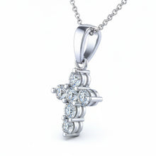 Diamond Cross Necklace 2.00 Ct Round Brilliant Cut 14K White Gold