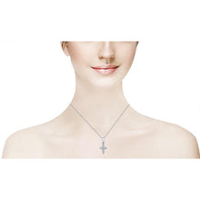 Diamond Cross Necklace 2.00 Ct Round Brilliant Cut 14K White Gold