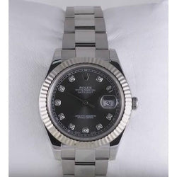 Natural Earth Mined Diamond Dial Fluted Bezel Rolex Men Watch Datejust Ii Ss