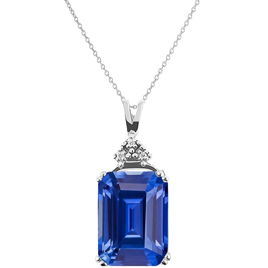 Real Cornflower Blue Sapphire Precious Stone Pendant 2.50 ct 14K White Gold – main view