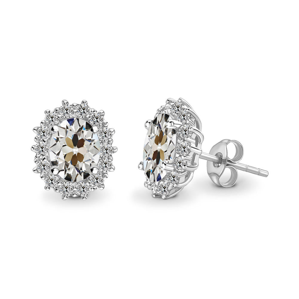 Natural Brilliant Diamond Stud Earrings 5.50 ct 14K White Gold – main view