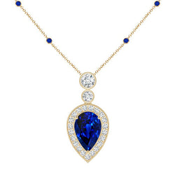 Authentic Pear Cut Cornflower Blue Sapphire Stone Pendant
