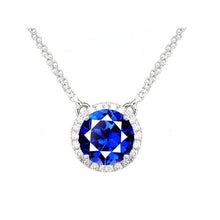 Stone Pendant Necklace 14K White Gold with Royal Blue Sapphire – main view