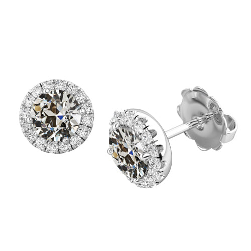 Diamond Antique Cushion Drop Earrings in 14K White Gold – main view