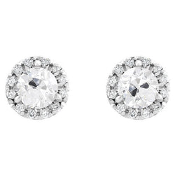 14K White Gold Diamond Earrings – 5-ct Antique Cushion