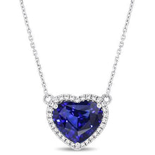 Blue Sapphire Heart Cut Gemstone Pendant in 14 Karat White Gold – main view