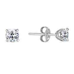 14 Karat White Gold Diamond Earrings – 2-ct Antique Cushion