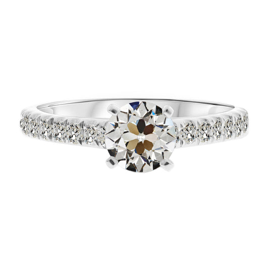 Natural Diamond Solitaire with Side Stones 2 ct 14 Karat White Gold – main view