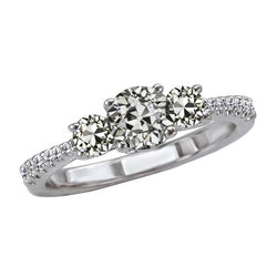 Brilliant Diamond Anniversary Ring Solitaire with Side Stones 3