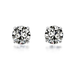 14K White Gold Antique Cushion Brilliant Diamond Drop Earrings