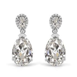 Antique European Earrings – Diamond 3 ct 14K White Gold