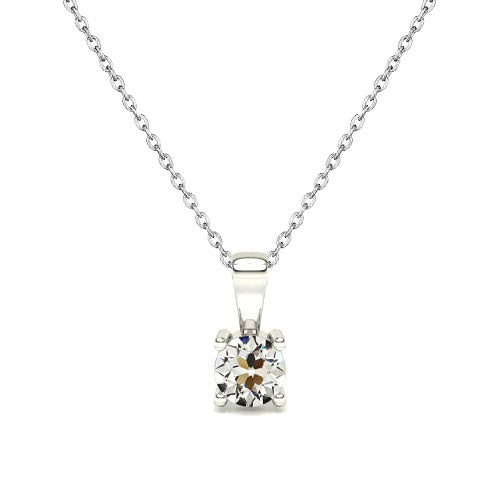 Brilliant Diamond Antique Cushion Drop Pendant in 14K White Gold – main view