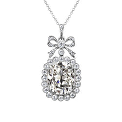 14 Karat White Gold Fine Diamond Drop Pendant – 3.50-ct Antique