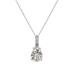 Natural Diamond Drop Pendant – 14K White Gold 2 ct