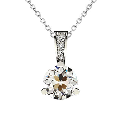 Authentic Brilliant Diamond Pendant Necklace 1.50 ct 14 Karat White Gold – main view